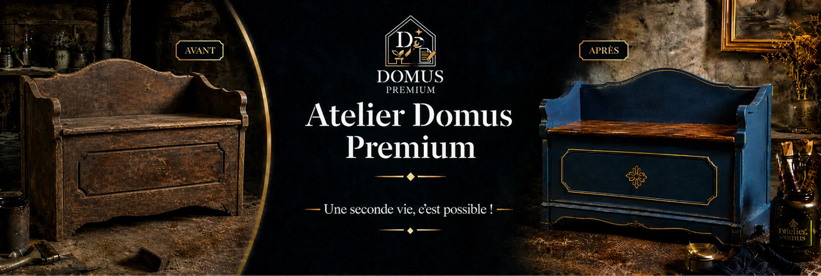 Atelier Domus Premium — avant / après restauration de meuble